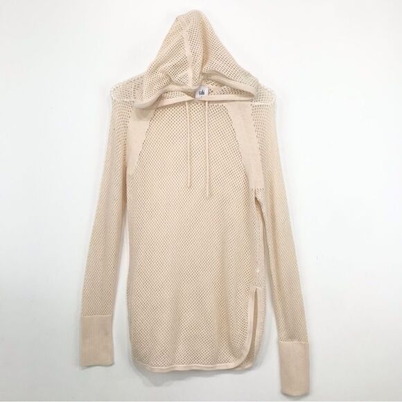 Cabi Cream Open Waffle Knit Summer Beach Tunic Hoodie - Picture 2 of 16